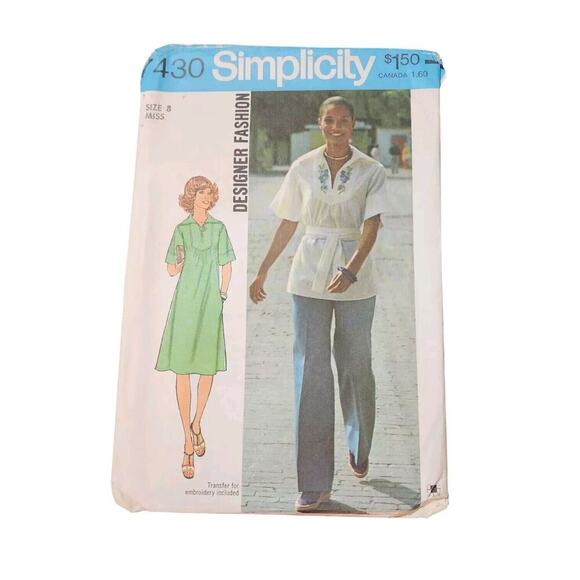 Vtg Lot Of 5 Simplicity Patterns Dresses Pants Suits Ephemera - Picture 5 of 6